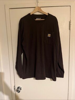 Carhartt Dark Brown Long Sleeve Pocket Tee